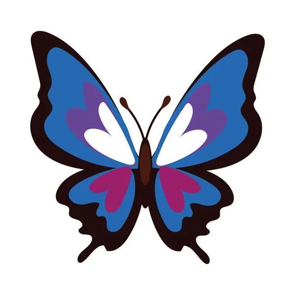 Hermosa mariposa púrpura insecto icono de estilo plano — Vector de stock