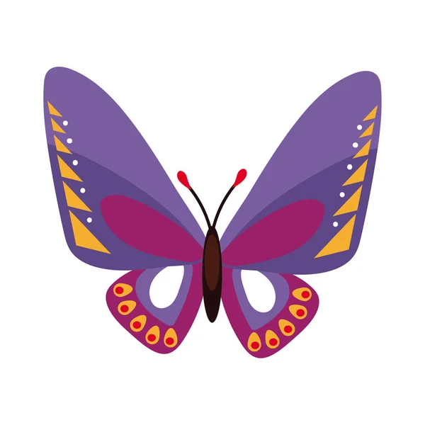 Frumos fluture violet insecte stil plat pictogramă — Vector de stoc