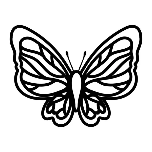 Hermosa mariposa insecto línea estilo icono — Vector de stock