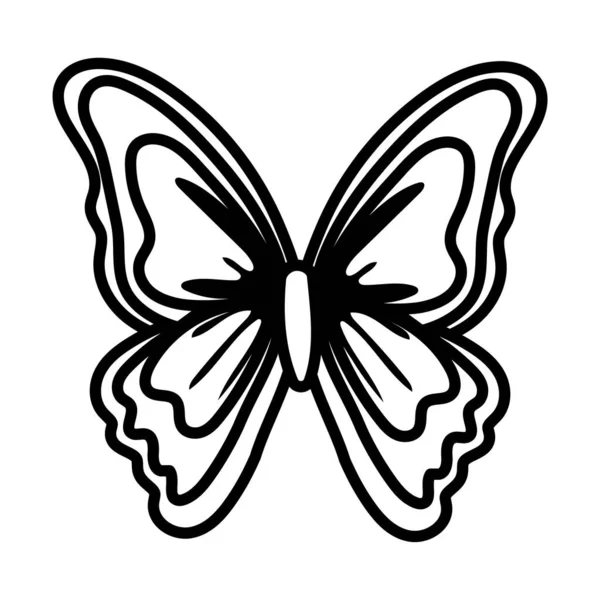 Gyönyörű pillangó rovar vonal stílus ikon — Stock Vector