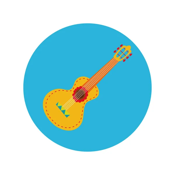 Bloque de instrumentos musicales de guitarra e icono de estilo plano — Vector de stock