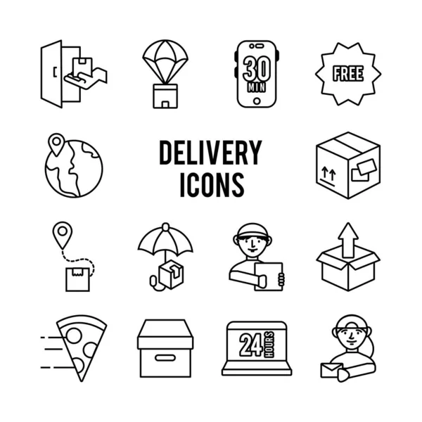 Pacote de ícones de serviço de entrega — Vetor de Stock