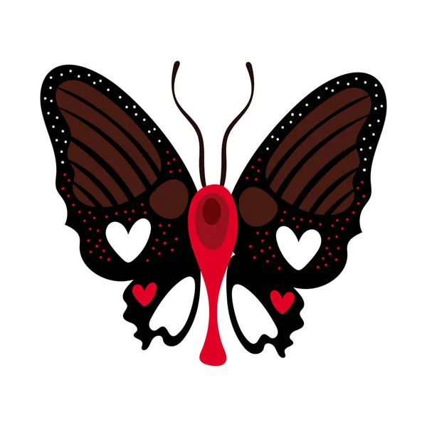 Красивый бабочка насекомое коричневый плоский стиль значок — стоковый вектор