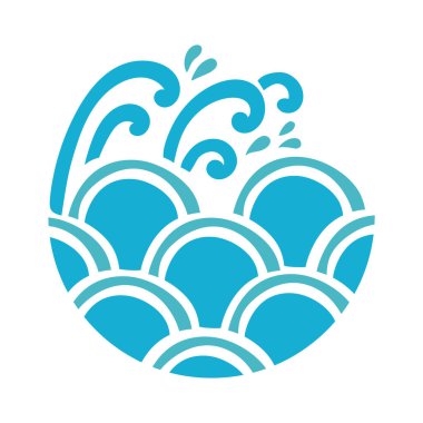 su dalgaları okyanus düz stil simgesi