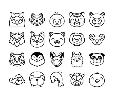 Bir sürü sevimli hayvan karakteri.