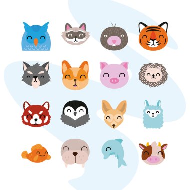 Bir sürü sevimli hayvan karakteri.