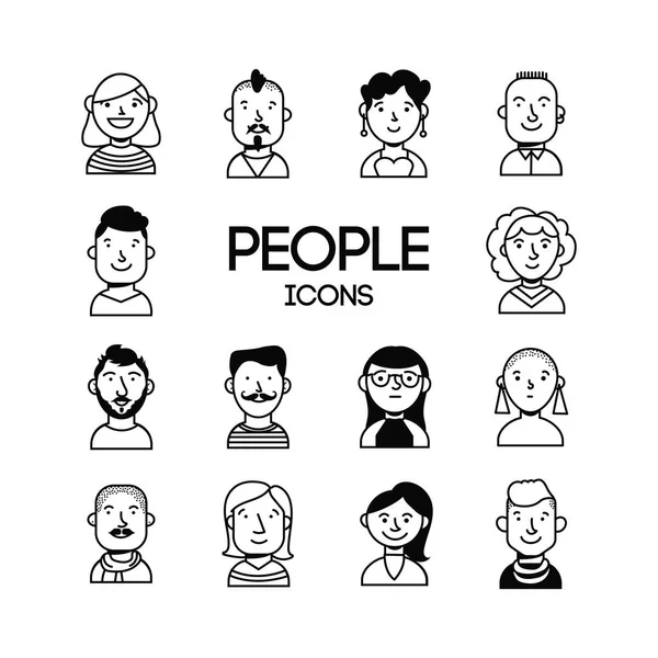 Paquet de personnages de groupe de personnes — Image vectorielle