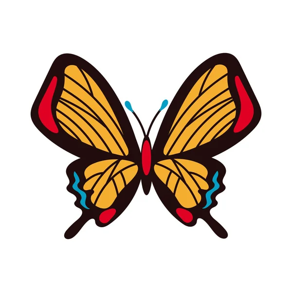 Indah kupu-kupu kuning serangga gaya ikon datar - Stok Vektor