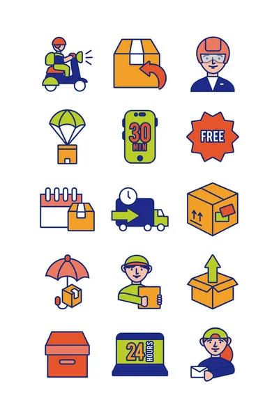 Bundle of delivery service icons — 스톡 벡터