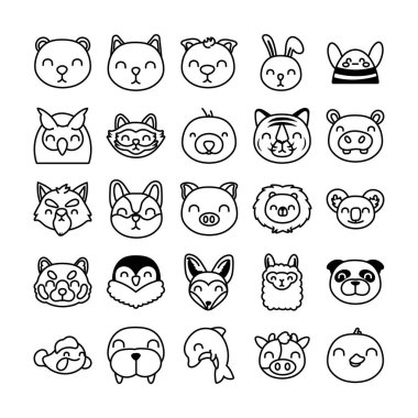 Bir sürü sevimli hayvan karakteri.