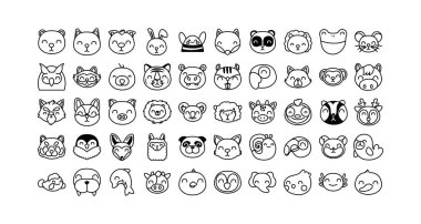 Bir sürü sevimli hayvan karakteri.