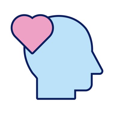 İnsan profili kalp dayanışması çizgisi ve doldurma biçimi