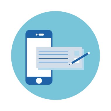 Banka denetimi blok biçimi simgesine sahip akıllı telefon