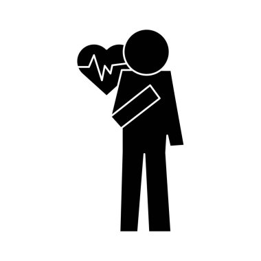 Kalp sağlığı piktogram siluet tarzına sahip insan figürü