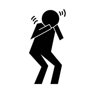 Ellerinde öksüren insan figürü sağlık piktogram siluet tarzı