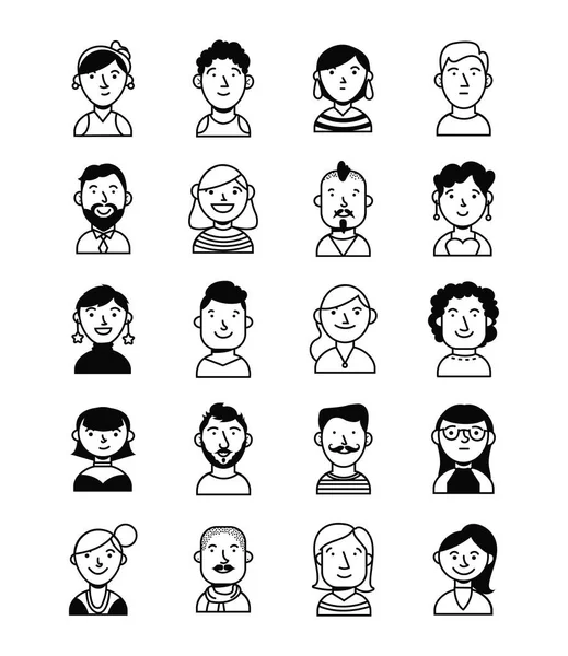 Paquet de personnages de groupe de personnes — Image vectorielle