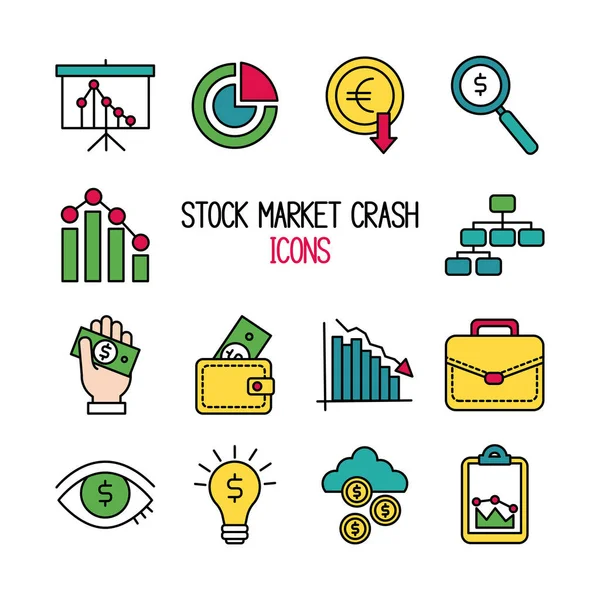 Pakiet ikon zestawu wypadkowego na rynku — Wektor stockowy