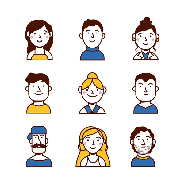 Bundle of people group characters — Stock Vector