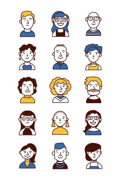 Paquete de personajes de grupo de personas — Archivo Imágenes Vectoriales
