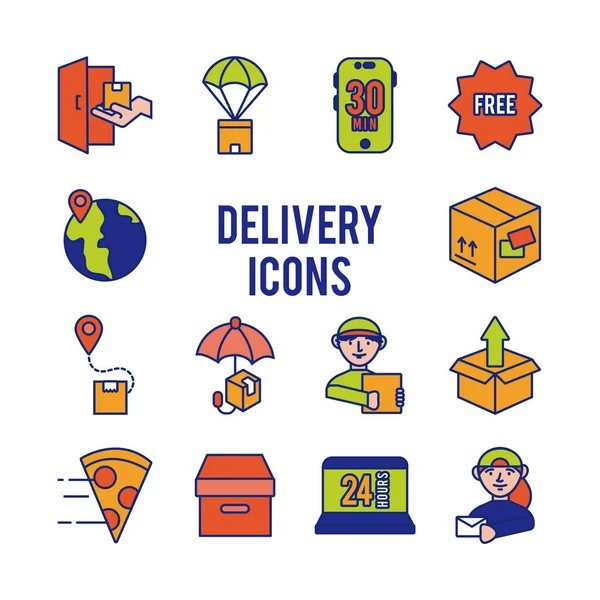 stock vector bundle of delivery service icons