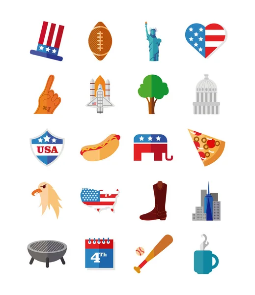 Bundle of usa set icons — 스톡 벡터