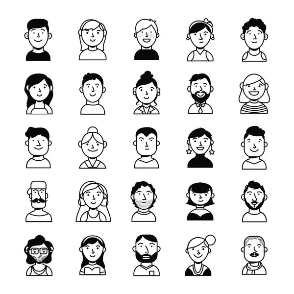 Bundle of people group characters — Stock Vector