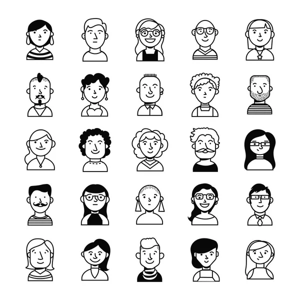 Paquet de personnages de groupe de personnes — Image vectorielle