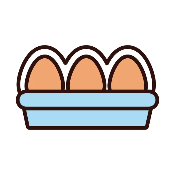 Eggs pack line and fill style — Stock Vector