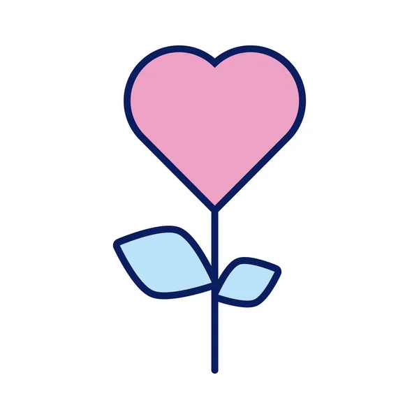 Coeur fleur solidarité ligne et remplir style — Image vectorielle