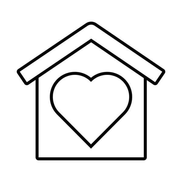 Casa con corazón solidaridad estilo línea — Vector de stock