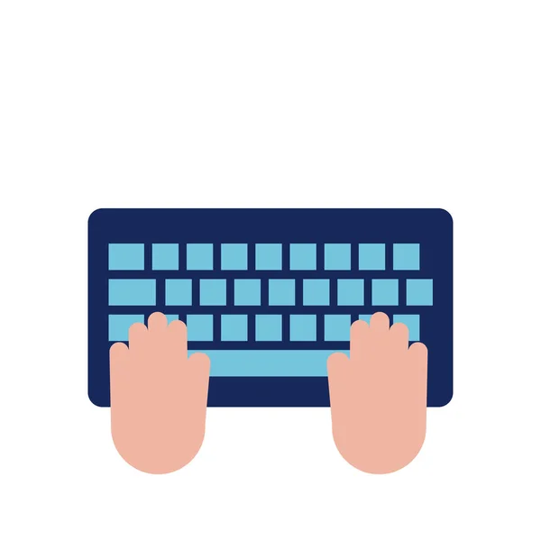 Mains en utilisant clavier icône de style plat — Image vectorielle