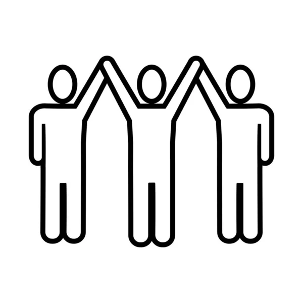 Group of figures humans line style — Stock Vector