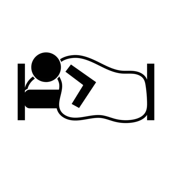 Humano durmiendo en cama salud pictograma silueta estilo — Vector de stock