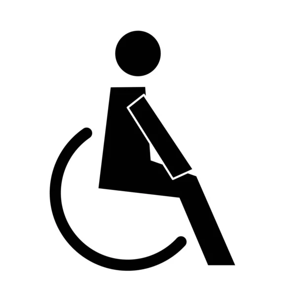 Tekerlekli sandalyedeki insan figürü sağlık piktogram siluet tarzı — Stok Vektör