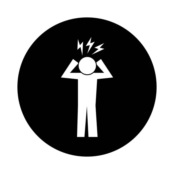 Figura humana com dor de cabeça estilo bloco pictograma saúde —  Vetores de Stock