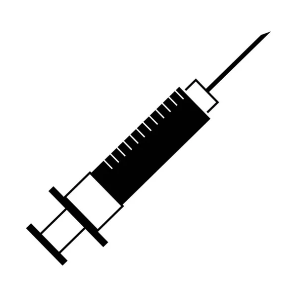 Syringe injection health pictogram silhouette style — Stock Vector