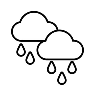 clouds rainy with drops line style