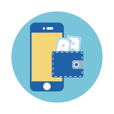 Akıllı telefon bloğu tarzında faturalı cüzdan.