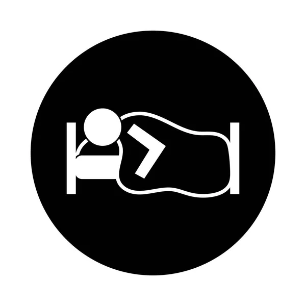 Humano durmiendo en cama salud pictograma bloque estilo — Vector de stock