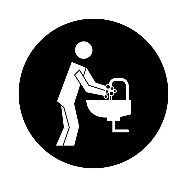 手を洗う人間の姿｜健康絵文字ブロックスタイル — ストックベクタ