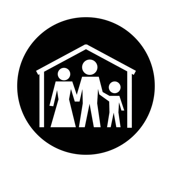 Chiffres de la famille restent à la maison pictogramme de santé style bloc — Image vectorielle