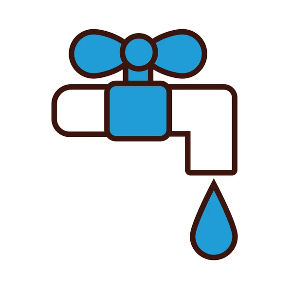 Línea de grifo de agua e icono de estilo de relleno — Vector de stock