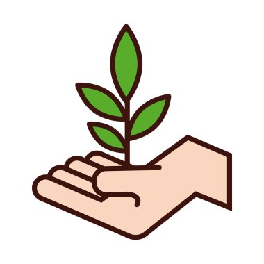 El kaldırma yaprakları bitki ekolojisi çizgisi ve dolgu stili