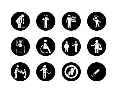 Sağlık piktogramları demeti simgeleri ayarlar