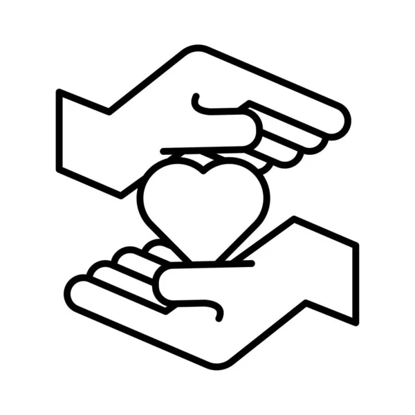 Χέρια ανθρώπινη άρση καρδιά στυλ γραμμή αλληλεγγύης — Διανυσματικό Αρχείο