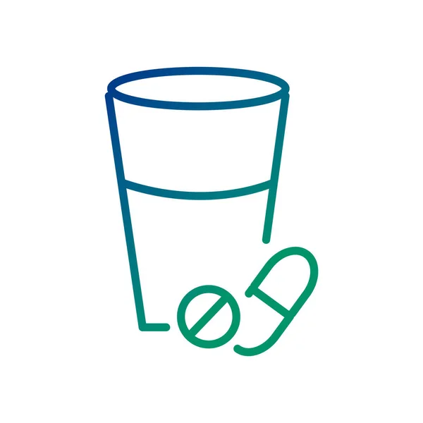 Pilule et capsule avec coupe en verre style ligne — Image vectorielle