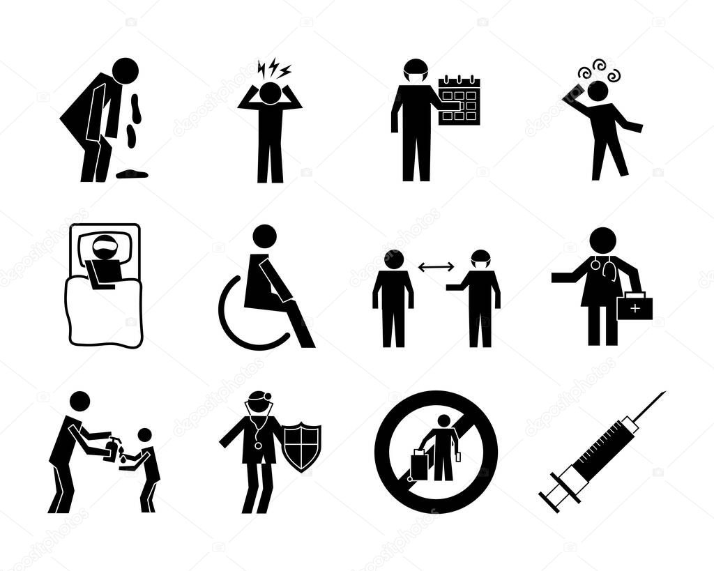 bundle of health pictograms set icons