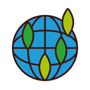 Yapraklar küresel gezegen çizgisine sahip ve biçim simgesini doldurur