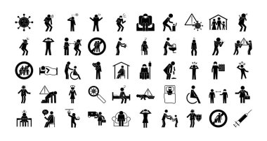 Sağlık piktogramları demeti simgeleri ayarlar