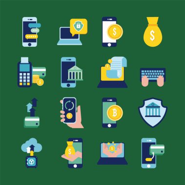 Bankacılık çevrimiçi set simgeleri demeti